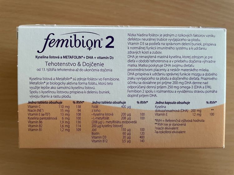 Zloženie Femibion 2 pre tehotné ženy